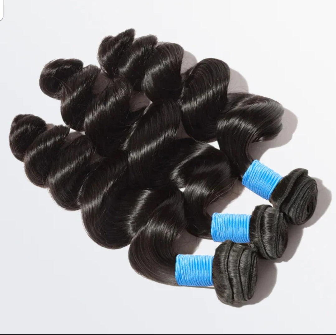 Loose Wavy Virgin Brazilian Hair #1B Natural Black