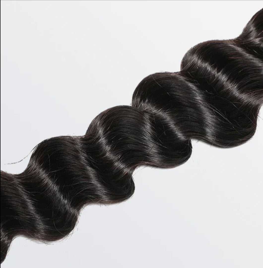Loose Deep Virgin Brazilian Hair #1B Natural Black