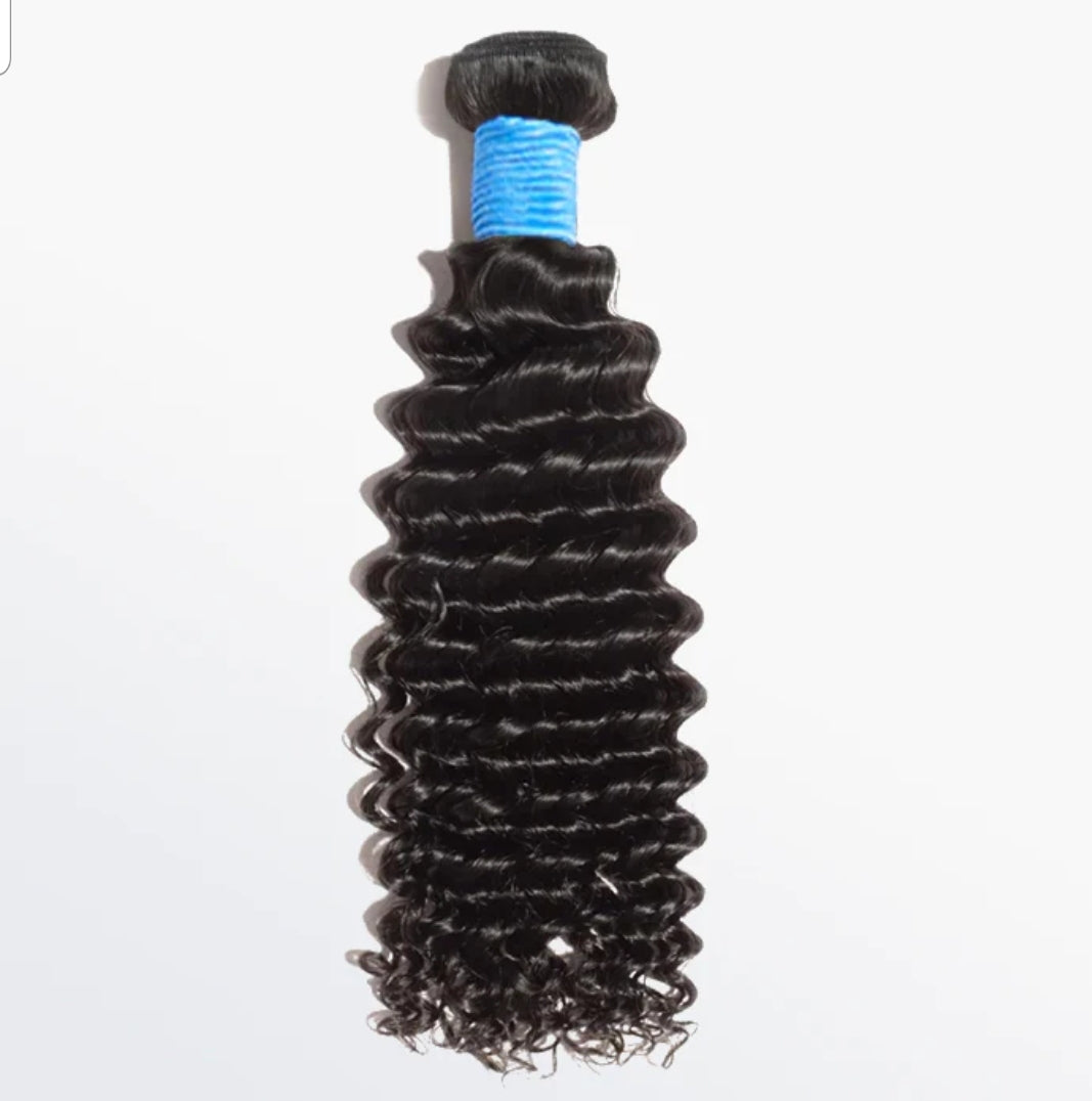 Deep Curly Virgin Brazilian Hair #1B Natural Black