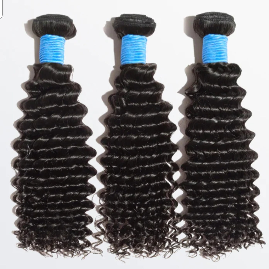 Deep Curly Virgin Brazilian Hair #1B Natural Black