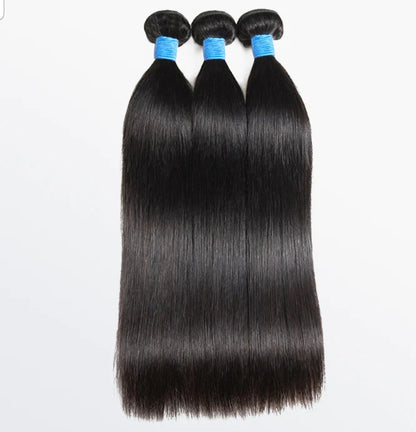 Straight Virgin Brazilian Hair 10A #1B Natural Black 12"-30"