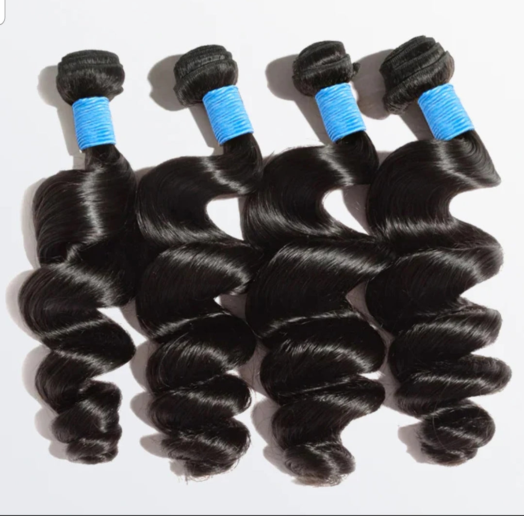 Loose Wavy Virgin Brazilian Hair #1B Natural Black